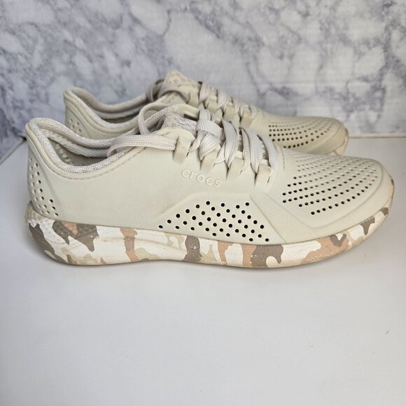 Crocs Literide Pacer Sneaker‎ Womens 7 Beige Camo Breathable Outdoor Gorpcore - Picture 3 of 14